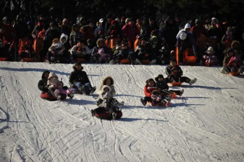 韓國民俗村雪橇場