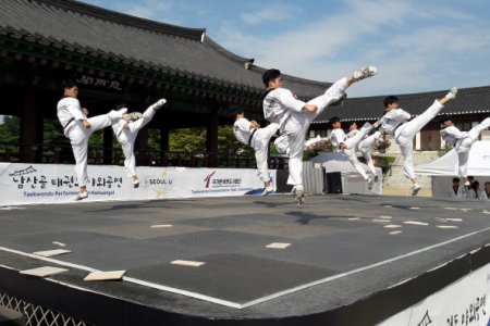 南山谷跆拳道户外表演