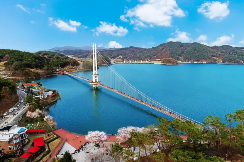 禮唐湖吊橋(音樂噴泉)(예당호 출렁다리(음악분수))